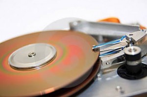 Image of the inside of a hard disk.